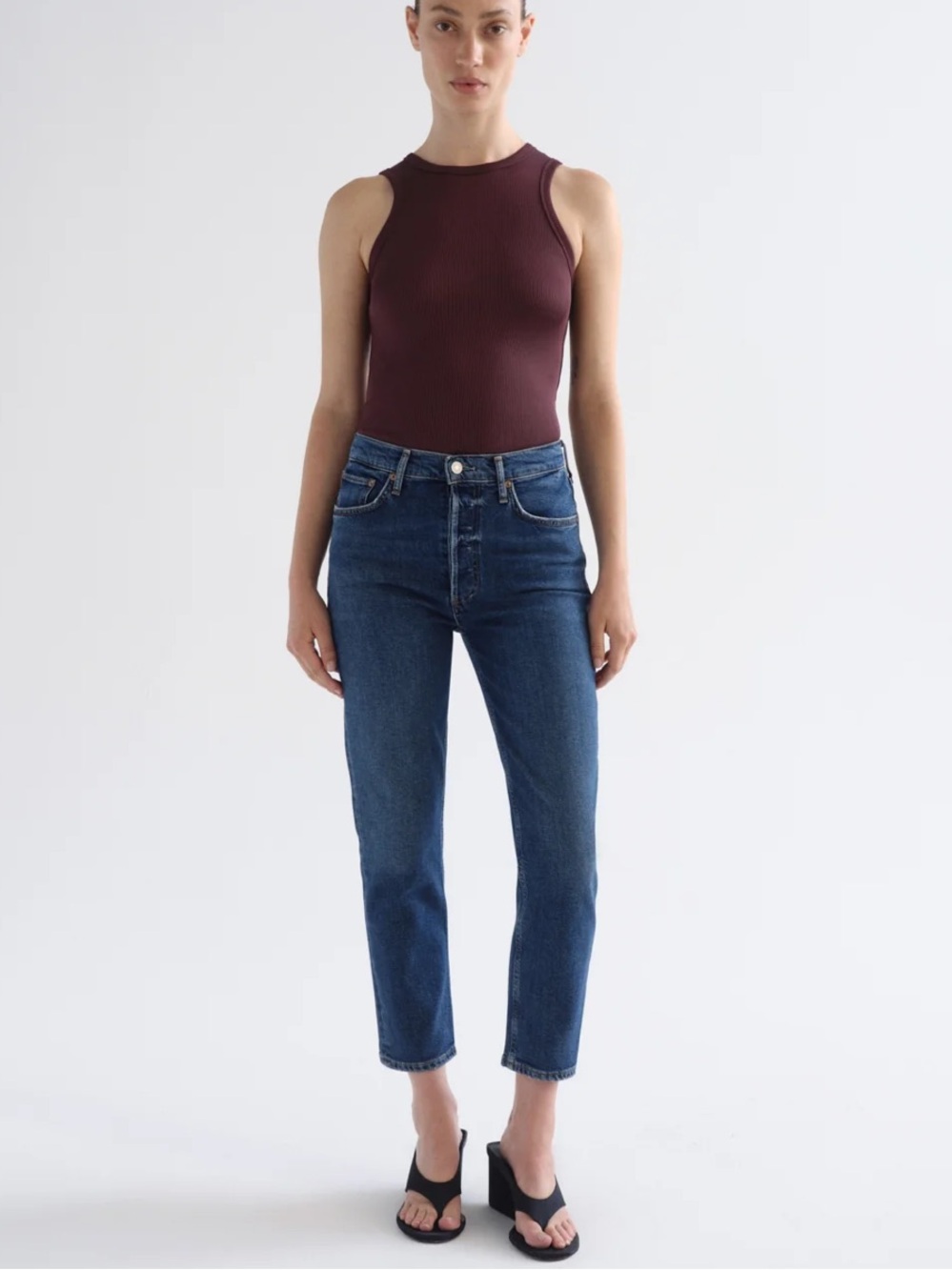 AGOLDE Riley High Rise Straight Crop - Size 25 - Slick